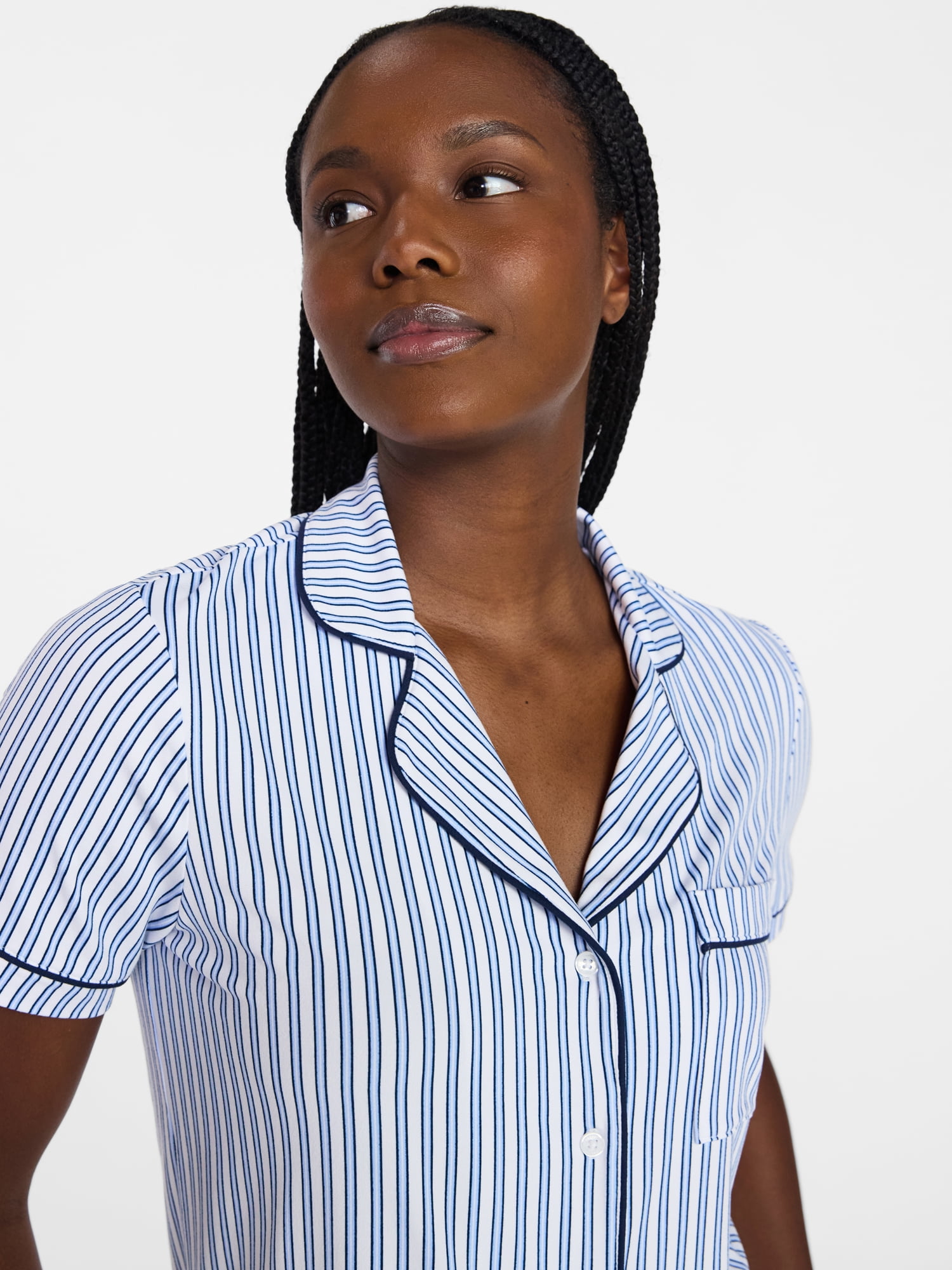 Joyspun Women's Dreamy Soft Collection Notch Collar Top and Capri Pants Pajama Set, 2-Piece, Sizes XS-3X