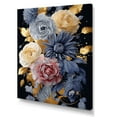 thumbnail image 2 of Designart "Elegance in Gold & Blue Roses II" Floral Canvas Wall Art - Traditional Blue Rose Hallway Wall Art Decor, 2 of 6