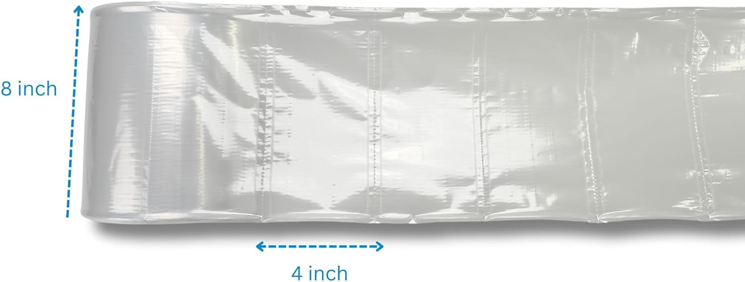 Nylon-Enriched HDPE+PA Air Pillow Film Roll, Perforated Every 4", Air Cushion Bubble Packing Material for Shipping, Improved Barrier, Thicker & Long-Lasting – 1000 ft x 8" x 4"