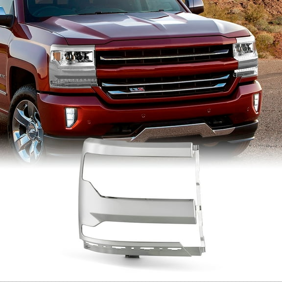 AKKON - Fit 2016-2018 Chevy Silverado 1500 2019 Silverado 1500 LD Chrome Headlight Trim Bezel Cover Passenger Right Side