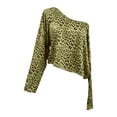 thumbnail image 5 of Trendfront Womens Off Shoulder Boat Neck Long Sleeve Tops Oversized Leopard Print Tees Animal Pattern Base Layering Style T-Shirts, 5 of 6