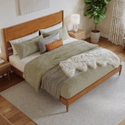 AFI Pasadena King Solid Wood Low Profile Platform Bed, Light Toffee