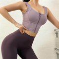 thumbnail image 2 of facefd Womens Front Zip Sport Bra Comfy Padded Shapewear Stretch Crop Top Vest, 2 of 7