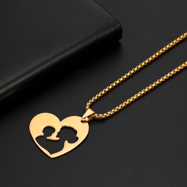 Fishhook Baby Mother Day Necklace Mom Kid Child Chain New Born Heart Family Gift For Woman Man Wife Stainless Steel Jewelry Gao Jinjia LED