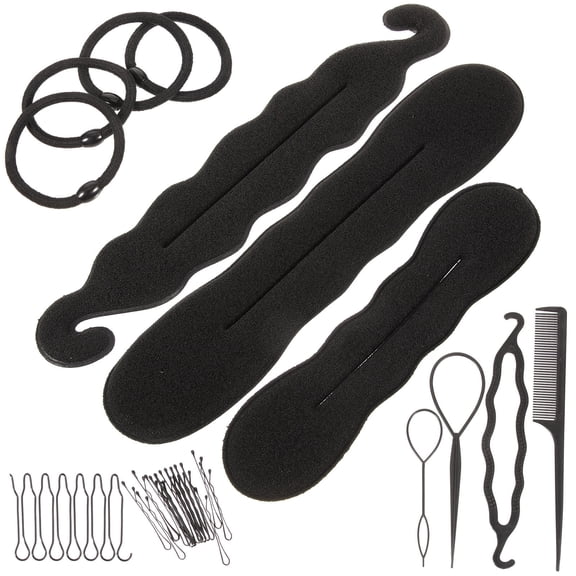 Luxshiny Black Hair Styling Tools Kit with Braiding Bun Makers and Twisting Clips for Elegant and Trendy Hairstyles