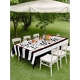 thumbnail image 4 of Outdoor Tablecloth with Umbrella Hole for Patio/Picnic/Party/Camping, Black White Striped Waterproof Table Cloth Rectangle Table Cover Washable, Football Stripes Farmhouse Art (60"x 84"), 4 of 8