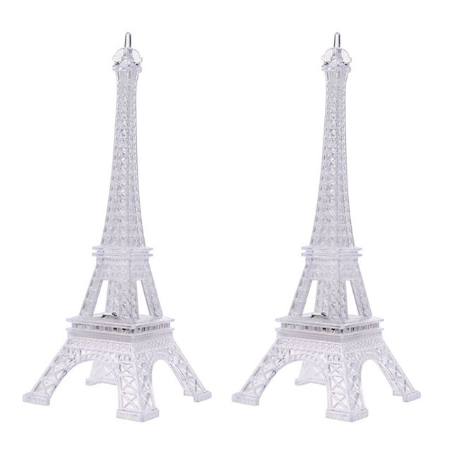 2 lámparas LED creativas de noche con forma de Torre Eiffel, elegantes lámparas de mesa para decoración de escritorio, 8 x 8 x 19 cm
