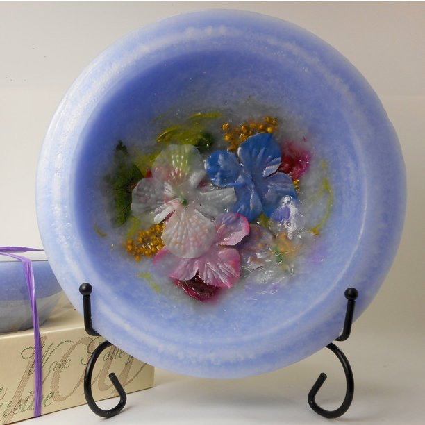  Hydrangea Wax Pottery Bowl 7 Inch With Free Stand, 7 Pottery Wax