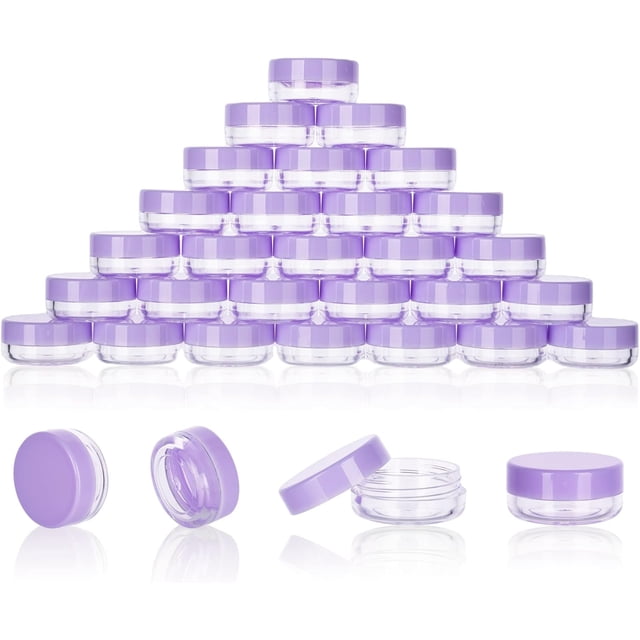 3 Gram Sample Containers with Lids, 100 Count Tiny Sample Jars, Empty Lip Balm Containers, Mini Cosmetic Containers with Lids, Makeup Travel Containers with Labels, Mini Disposable Spatulas