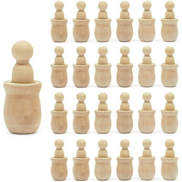 40 Pcs Unfinished Wooden Peg Doll Bodies - Unpainted Craft Figures For DIY Art & Nesting Dolls