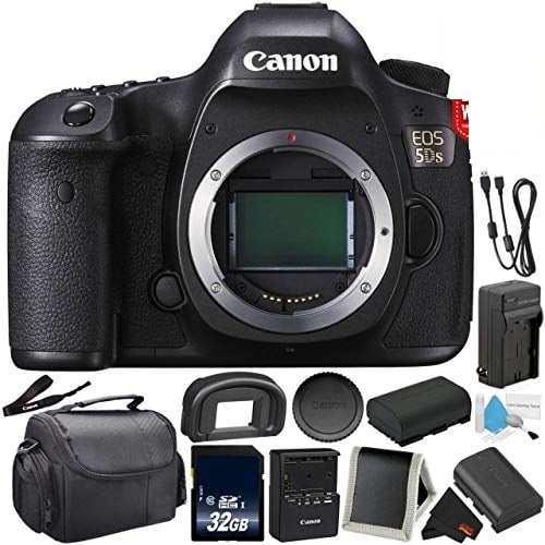 Canon EOS 5DS Digital SLR Camera 0581C002 (Body Only) - Bundle with 32GB Memory Card + Spare Battery + More (Intl Model) with 2 Year Seller Warranty(International Model)