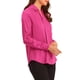 thumbnail image 4 of CAMISAS ELEGANTES PARA MUJER INSPIRADAS CHIC Cuello en V, Manga Larga, Blusa de Satén Suave XS Rosa Fucsia, 4 of 6