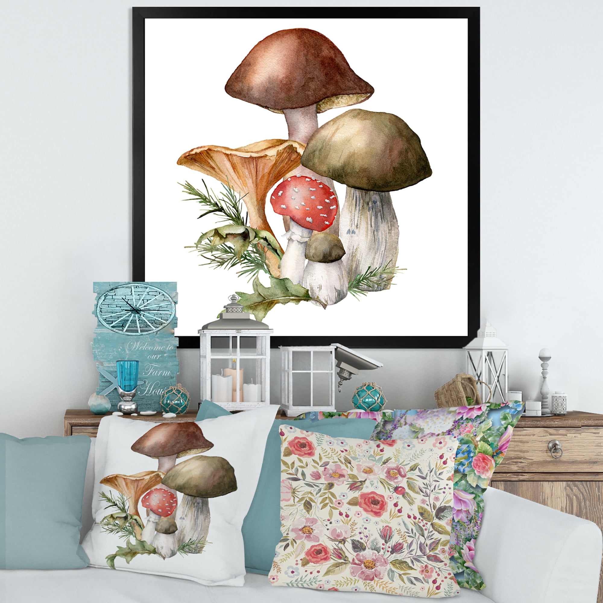 Designart 'Autumn Composition With Mushrooms' Traditional Framed Art Print