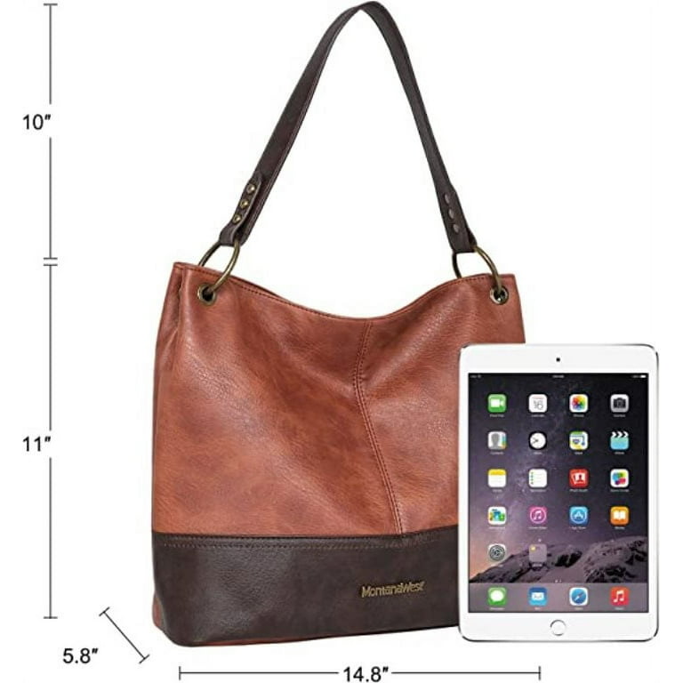 Montana West Hobo Bag, Brown Vegan Leather photo 3