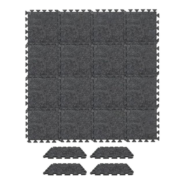 Colchonetas de fieltro para ejercicios de 11,8 x 11,8 pulgadas (20 unidades), resistentes al desgaste, para protección de gimnasios, suelo multiusos, Gris oscuro