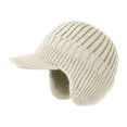 thumbnail image 2 of ZenCart Winter Ear Hat with Ear Flaps Knitted Long Brim Keep Warm Thick Elastic Anti slip Solid Color Gift for Father Grandfather Outdoor Beanie, 2 of 8