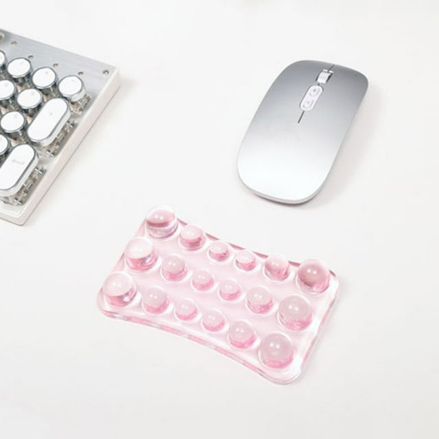 Wrist Rest, Transparent Crystal Gel Mouse Pad, Waterproof Soft Support Wrist Cushion for Desk Work Computer, Pink