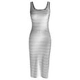 thumbnail image 5 of Women's Casual Stripe Sleeveless Round Neck Slim Dress, Split Hem, Polyester Blend, for Spring/Summer/Autumn, Multiple Sizes, 5 of 6