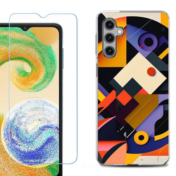 OneToughShield ® Compatible with Samsung Galaxy S24, Shockproof Fashion Phone Case, with Tempered Glass Screen Protector - Abstract Art