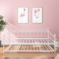 thumbnail image 6 of uhomepro Metal Daybed with Adjustable Trundle on Casters, Twin Size Daybed Sofa Bed for Living Room with Adjustable Pop Up Trundle, Sleeper Bed Frame, No Box Spring Needed, White, 6 of 13