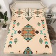 thumbnail image 2 of Feelyou Retro Western Aztec Bed Sheets, Hippie Wheat Triangle King Sheets, 4-Piece, 2 of 7