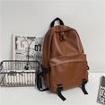 thumbnail image 1 of LHSHID Women PU Leather School Bags Vintage Backpack Women Big Schoolbag Mochila Feminina Brown Black Backpacks Sac A Dos Bagpack, 1 of 6