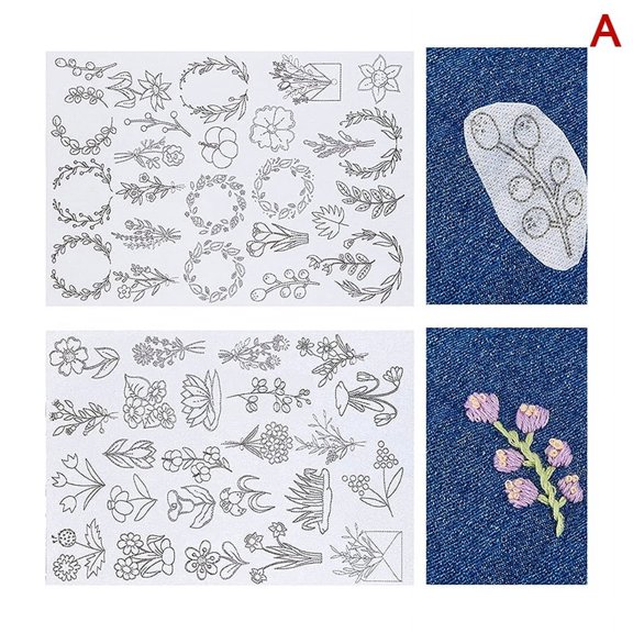 Water Soluble Stabilizer for Embroidery Stick and Stitch Embroidery Paper Tear Away Embroidery Stabilizers with Flower Patterns