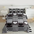 thumbnail image 2 of Castle Fairy Teens Adults Love Heart Print Bedding Comforter Set 2pcs,Geometric Plaid Stripes Twin Comforter Sets Microfiber,Happy Valentine's Day Breathable Bedding Set,Luxury Bedroom Decor, 2 of 8