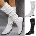 thumbnail image 6 of Fesfesfes Riding Boots For Women Fall Winter New Pointed Low Heel Pleated Boots Western Boots Knight Boots US:4.5(35), 6 of 9