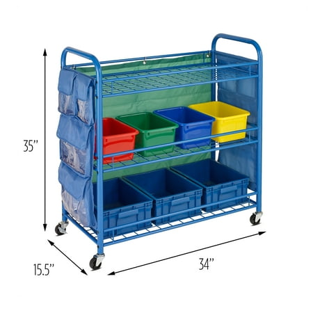 Honey Can Do All-Purpose Rolling Cart for Teachers with Side Pockets,