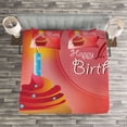 thumbnail image 3 of Ambesonne Birthday Quilted Bedspread Set 3 Pcs, Cupcake Abstract, Queen Size, Red and Orange, 3 of 3