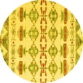 thumbnail image 1 of Ahgly Company Indoor Round Abstract Yellow Modern Area Rugs, 4' Round, 1 of 4