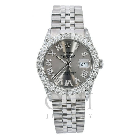 Rolex Datejust Diamond Watch, 16014 36mm, Grey Diamond Dial With 4.75 CT Diamonds, Rolex, Adult, Male