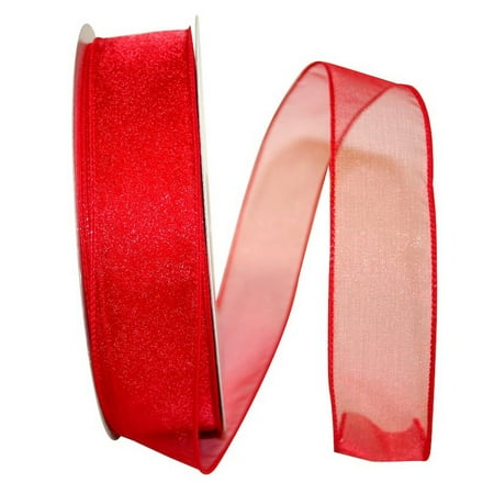UPC: 0840108865046 | JAM Paper Sheer Wired Ribbon  1 1/2 Inches x 50 Yards  Red  1/Pack
