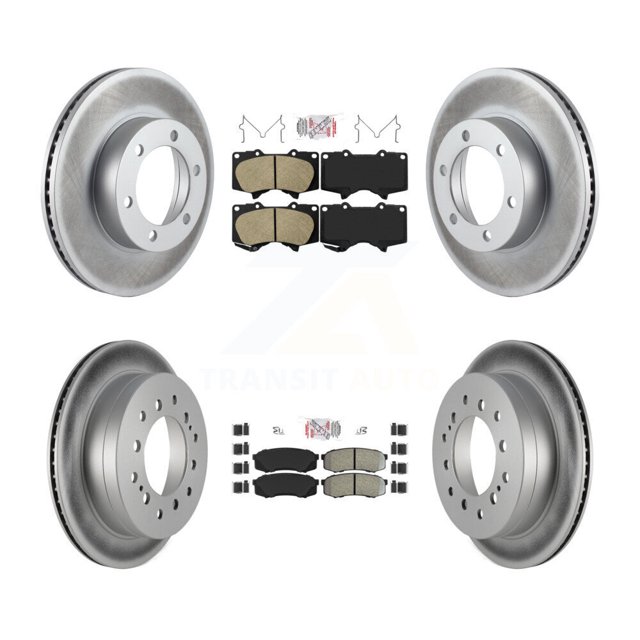 Transit Auto Front Ceramic Rear Semi-Metallic Pads and Coated Disc Brake Rotors Kit for Car Toyota Sequoia KGA-102719