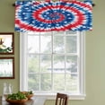 thumbnail image 4 of 2 Pack Valances for Windows, Blue Red Tie-dye Window Valances for Living Room/Bedroom/Bathroom, Vintage American Stars Abstract Art Light Filtering Kitchen Curtain Valance 54"W x18" L, 4 of 9