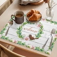 thumbnail image 3 of Spring Botanical Placemats Set of 6 Garden Birds Floral Leaves Gray Woodn Place Mats Indoor Wipeable Table Mats Washable Cloth Dining Table Placemats for Kitchen Holiday Party Home Decor 13x19 Inch, 3 of 9