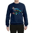 thumbnail image 2 of Trippy California Rainbow Neon Wolf Mountain Silhouette | Mens Animal Lover Crewneck Graphic Sweatshirt, Vintage Heather Navy, 2XL, 2 of 4