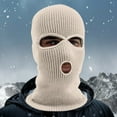 thumbnail image 4 of Weikingp Ski Mask, 3 Hole Winter Knitted Hat Outdoor Sports Full Head Cover Ski Hat Warm Knit Hat for Adult, Ski Mask for Men, Ski Mask for Women Beige, 4 of 4