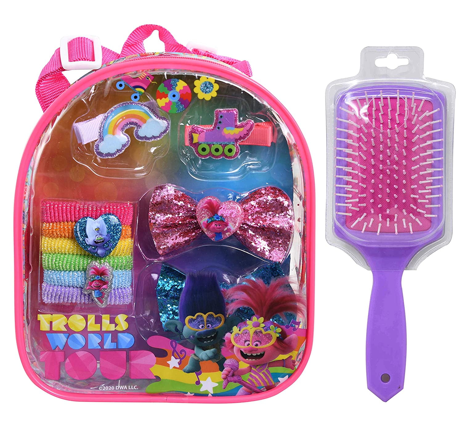 Trolls Backpack Hair Accessories for Girls with Trolls Kids Hair Brush