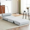 thumbnail image 5 of HomePerch Convertible Folding Sofa Bed with Pillow, Linen Upholstered Sleeper Chair, Adjustable Backrest Single Sofa Couch for Living Room, Bedroom, Office – Light Grey, 5 of 9