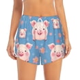 thumbnail image 3 of Uemuo Cute Pig Flowers Pattern Women's Athletic Shorts High Waisted Running Shorts with Liner Pockets Gym Elastic Workout Shorts-Medium, 3 of 9