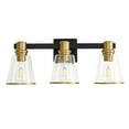 thumbnail image 3 of Vanity Lights Black Gold Bathroom Light Fixtures Over Mirror, 3 Light Vanity Lighting Fixtures, Mid Century Modern Wall Sconce with Clear Glass Shades for Farmhouse Bedroom, 3 of 7