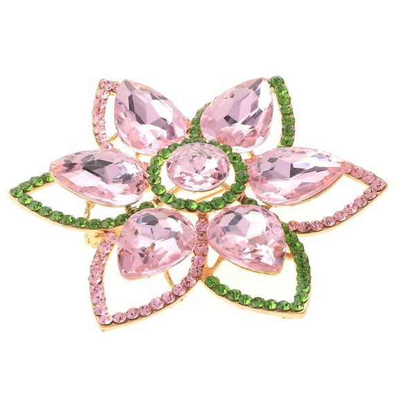 Large Crystal Flower Brooch