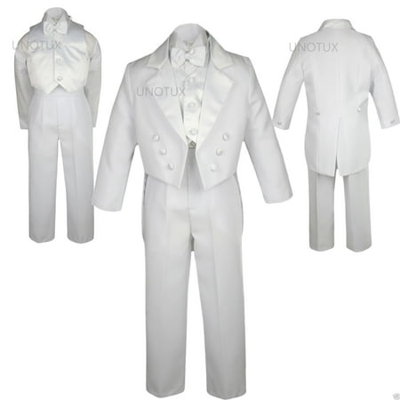 

WEDDING FORMAL White 5PC TAIL TUXEDO SUITs BABY INFANT TODDLER Kid Teen BOY S-20