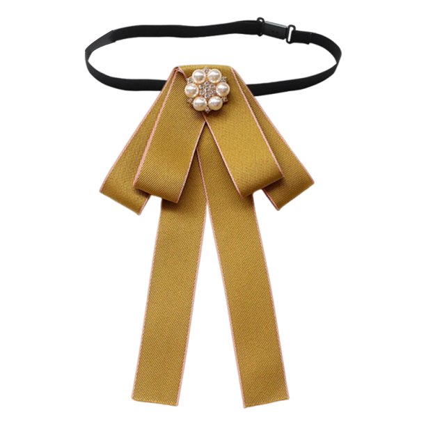 Corbata de lazo preanudada para mujer, elegante para eventos formales, versátil y sin arrugas. Amarillo