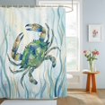 thumbnail image 2 of Bathroom Shower Curtain Watercolor Blue Crab Striped Waterproof Shower Curtains with Hooks, Abstract Marine Life Bath Curtains Bathtub Curtain Home Decor 48x72in, 2 of 9