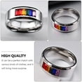 thumbnail image 2 of EeaseCA 1Pc Titanium Steel Ring Stylish Gay Pride Ring Colorful Inlaid Rhinestone Ring, 2 of 8