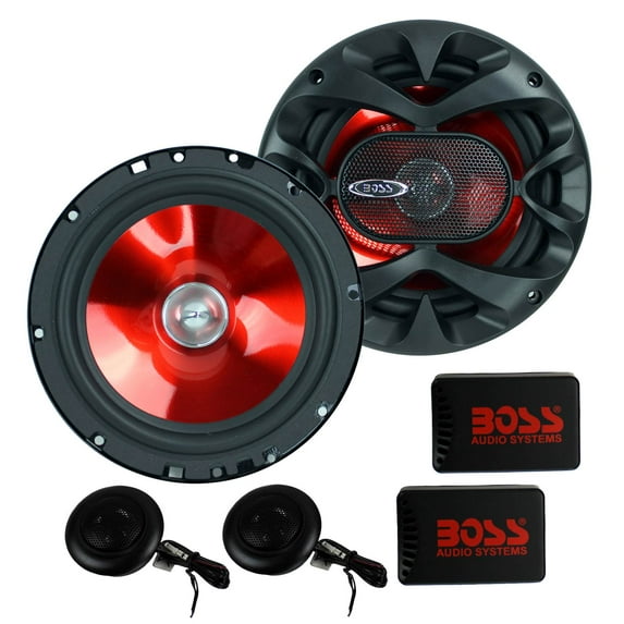 Restored Restored BOSS 6.5" 350W 2 Way Car Audio Speakers System Red Stereo (Pair) (Refurbished)