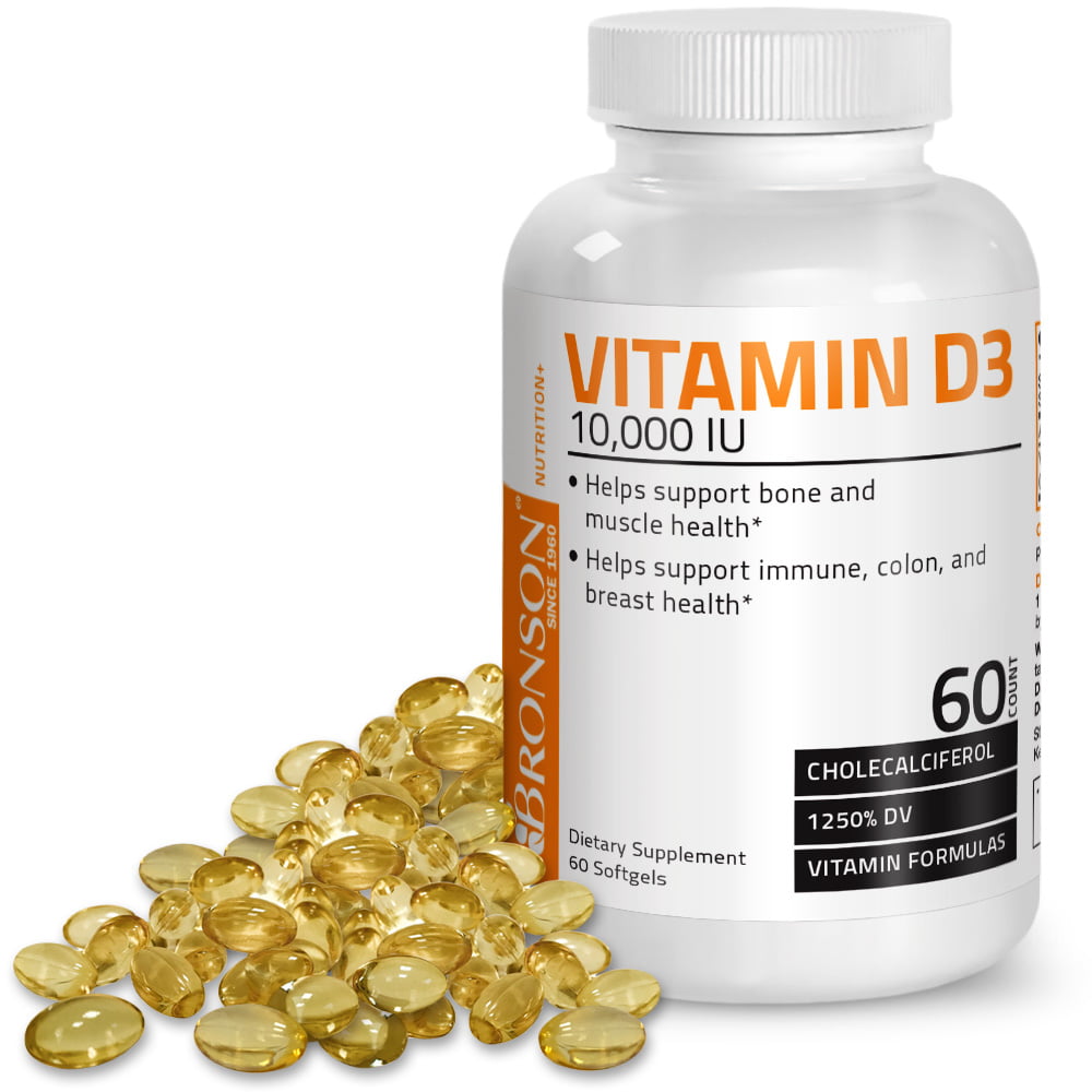 Bronson Vitamin D 10,000 IU, 60 Softgels - Walmart.com - Walmart.com